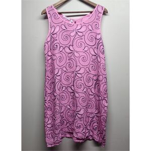 Vasna Linen Mini Dress Women M Pink Floral Sleeveless Italy Beachy Summer Resort